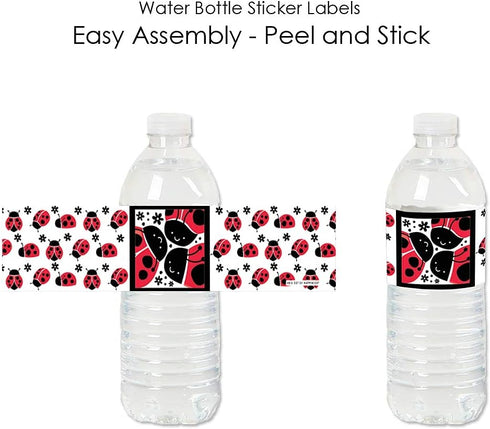 Big Dot of Happiness Happy Little Ladybug Water Bottle Sticker Labels, Set of 20 for Baby Shower or Birthday Party