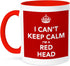 3dRose Two Tone Red Mug, "I Can't Keep Calm I'M A Red Head Red", 11 oz