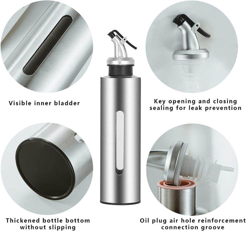 Set Kitchen,9.9oz Carafe(290ml) FEOOWV Olive Oil and Vinegar Dispenser Bottle for Clear Plastic Olive Oli with Pourers