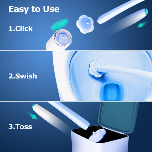 Disposable Toilet Brush: Toilet Bowl Brush and Holder Set with 40 Wand Refills, Upgraded Handle for Toilet Cleaning