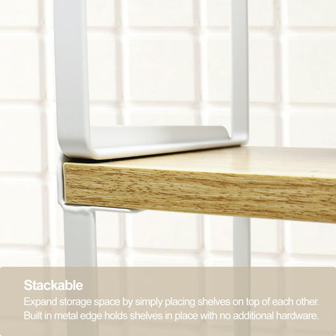Mitus Counter, Counter, 16" Shelf Organizer and Storage, Tiered Wood Cabinet Rack for The Kitchen Bathroom Pantry