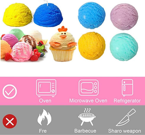3 PCS 3D Ice Cream Ball Shape Silicone Molds, Semi Sphere Mold for Chocolate Pudding Cake Decoration
