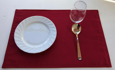 Red Placemats Set of 4, Double Layered Burgundy Place mats for Dining Table, Cranberry Waterproof Table Mats for