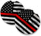 Set of 2 Thin Red Line Car Coasters for Drinks | Absorbent Coasters with Rubber Backing, 2.56 inches