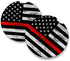 Set of 2 Thin Red Line Car Coasters for Drinks | Absorbent Coasters with Rubber Backing, 2.56 inches