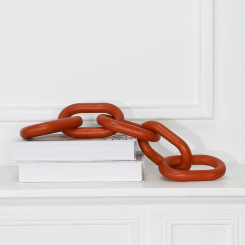 5-Link HMASYO Brown Wood Chain Link Decor, Wooden Decorative Chain Home Decor Accents, Coffee Table Decor, Shelf Decor