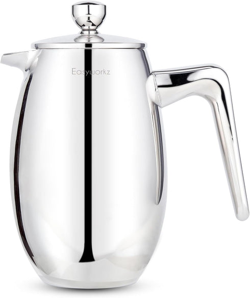 Easyworkz Nando 12 oz Double Wall Insulated Thermal French Press, 304 Stainless Steel