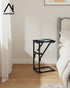 NEFROM ET-D-BK1 C-Shaped End Table, Small Couch Side Table, Sofa TV Tray Table for Living Room, Bedroom, Bedside