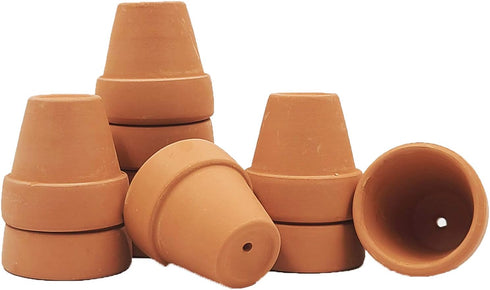 Yishang Mini Terracotta Pots with Drainage Holes - 1.5 Inches Tiny Clay Nursery Pots for Indoor/Outdoor Mini Plants (10
