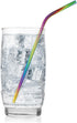 HIC Kitchen Reusable Rainbow Drinking Straws, 18/8 Stainless Steel, Set of 4 with Cleaning Brush
