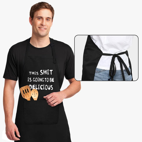 Aprons for Men, Funny Kitchen Cooking Apron, Perfect Husband Birthday Gift for BBQ, Baking, Father's Day