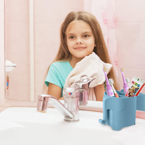 3 1 RyanLemon Elephant Toothbrush Holder for Toddler, Suction Cup Cute Toothbrush Holder for Kids, for Bathroom