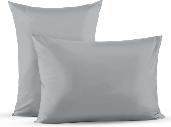 Superity Linen Pillow Cases Queen Size - Envelope Enclosure - 2 Pack - 100% Soft and Comfortable Premium Cotton - Grey