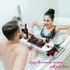 Luxury Bath Bathtub Caddy Tray - Expandable Bamboo Waterproof Over Tub Table with Wine, Book Holder & Free Soap Dish