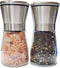 2 Packs Salt and Pepper Mills, Brushed Stainless Steel Grinder Set with Adjustable Ceramic Coarseness