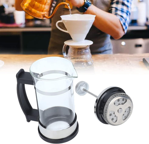 French Press Coffee Maker, 11.8oz Borosilicate Glass Carafe French Press Espresso and Tea Maker with Triple Filters Glass Coffee Pot Tea Kettle by Cyrank