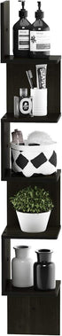 5-Tier Furinno Rossi Wall Mount Floating Corner Shelf, Square , Espresso