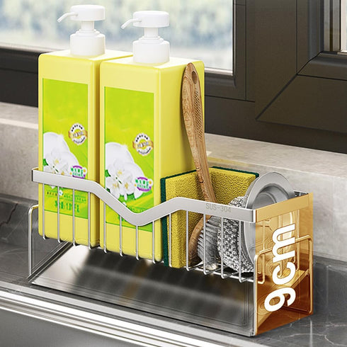 MINGFANITY 304 Sponge Holder for Kitchen Sink, Quick Draining, SUS Stainless Steel Sponge Organizer, Basket