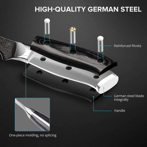 MOSFiATA 6" Boning Knife - Sharp Kitchen Cooking Knife with Finger Guard, Sharpener, German High Carbon Stainless Steel