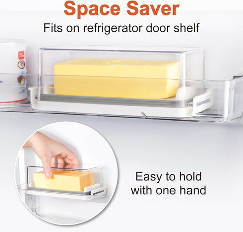 Countertop Airtight Butter Dish with Lid for and Refrigerator Door Shelf, Butter Keeper with Safety Lock, Butter Holder