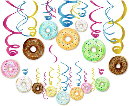 30Ct Donuts Party Supplies - Hanging Swirl Decorations for Kids, Home, Classroom, Baby Shower, Birthday