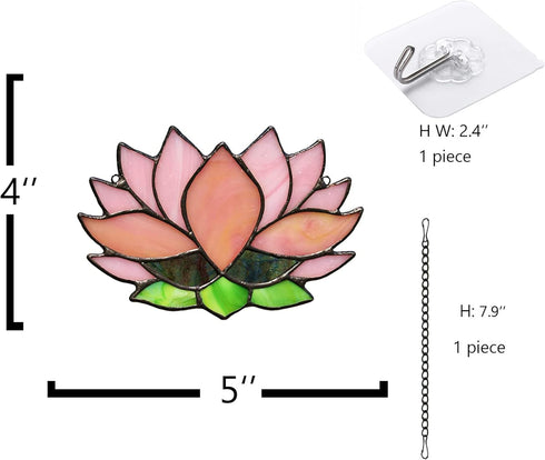 Lotus Flower Decor Stained Glass Window Hangings, Sun Catcher Gift for Mom, Kitchen Livingroom Decoration, Birthday