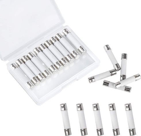 10 Pieces Microwave Fuse, Ceramic Tube Fuse 20 Amp 250 V, Slow Blow Time Delay Fuse, Compatible with GE