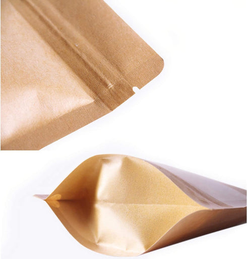 Kingrol 150 Count Kraft Paper Bags 5.9 x 8.6 Inch with Resealable Lock Seal Zipper & Transparent Window