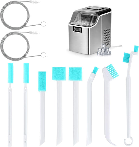 Palksky Ice Maker Cleaning Brush Set, 2Pcs Drain Pipe Brush with 8Pcs Crevice Cleaning Brushes