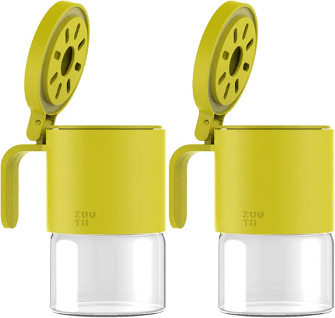 Zuutii Glass Spice Jars Moisture-Proof Spice Containers with Spoons, Set of 2
