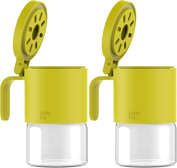 Zuutii Glass Spice Jars Moisture-Proof Spice Containers with Spoons, Set of 2