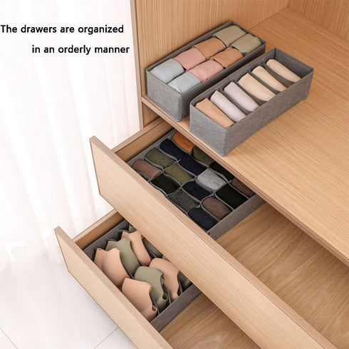 Underwear Organizer with Drawer Dividers, Foldable Fabric Dresser Closet Organizers, Dark Grey, 24cell Storage Box