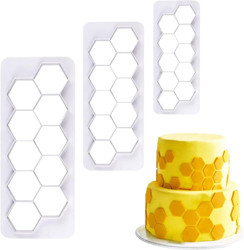 Mity rain Hexagon Cookie Cutter - Geometric Multicutter, 3 Size Football Cake Fondant Biscuit Cutters
