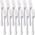 12-Piece Stainless Steel Dinner Fork Set, 7.3-inch Classic Flatware Silverware with Flower Edge - Silver