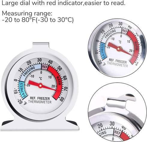 6PCS Large Dial Refrigerator Freezer Thermometer - Classic Series for Fridge Temperature Cooler
