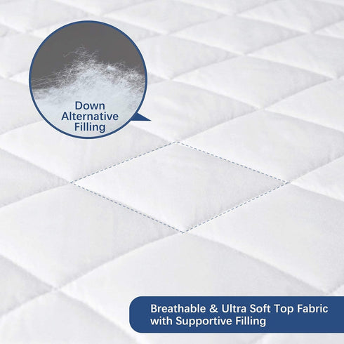RV Short Queen Mattress Topper Pad Protector Waterproof, Absorbent Quilted Fitted Cover for Short Queen Bed, Deep