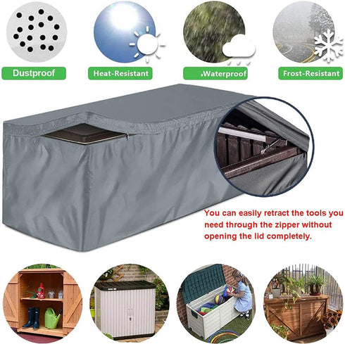 Skyour 420D 51x23x28in) Patio Deck Box Cover Heavy Duty Oxford Waterproof Bench Outdoor Storage Deck Boxes Covers