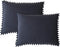 Navy Blue Pom Poms Pillowcases - Dark Blue Standard Queen 20x30 Inches Set of 2, 100% Washed Microfiber