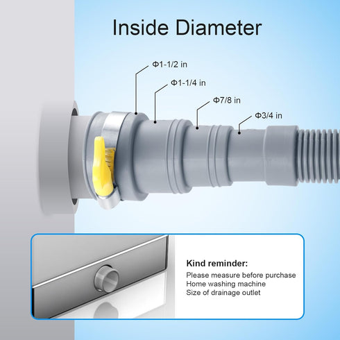10ft Washing Machine Drain Hose, Universal Extension Kit for Washer, Flexible Discharge Hose for LG/GE/Samsung