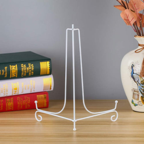 Artliving 2 Pack 12" Iron Large Plate Stand, White Iron Easel for Displaying Picture Frames and Cookbooks