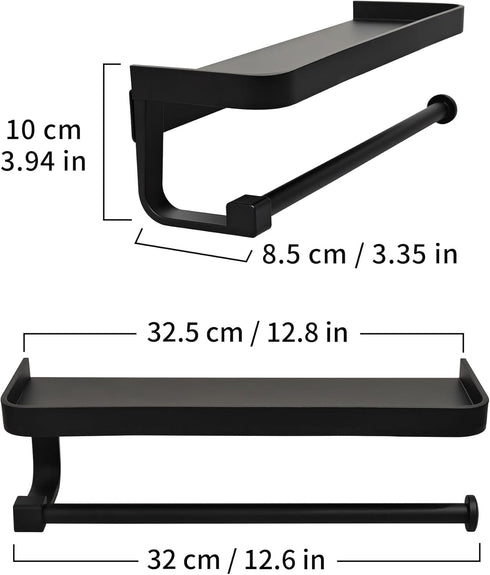 JOOM Hand Towel Holder for Bathroom -Paper Towel Holder Wall Mount - for Bathroom Black Paper Towel Holder with Shelf