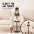 Drink Table for Small Spaces - Slim Pedestal Side Table with Real Wood Top & Stable Base for Coffee & Cocktails - Ideal