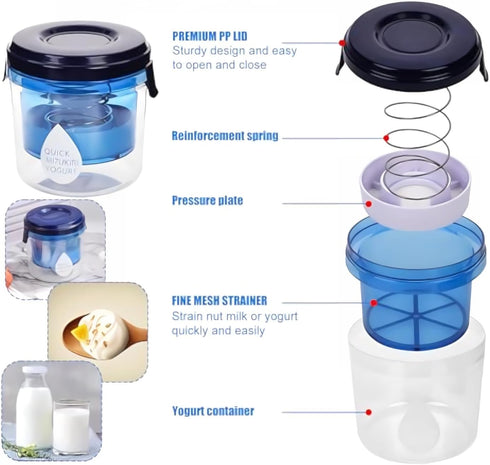 HAMAPI Dry Yogurt Maker Strainer Greek Yogurt Strainer with Ultra Fine Stainless Steel Filter Reusable Yogurt Filter