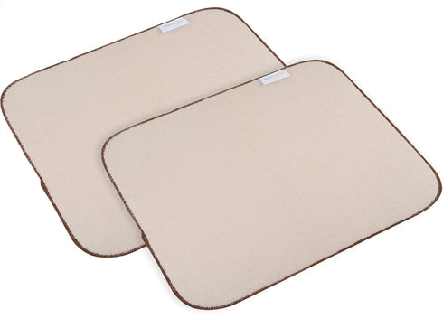 SINLAND Microfiber Dish Drying Mat - Super Absorbent Pad for Kitchen Counter, Large Size 16Inch X 18Inch, Beige 2 Pack
