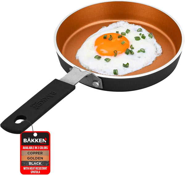 Bakken-Swiss 2-Piece Mini Nonstick Egg Pan & Omelet Pan, 5.5'' Copper Non-Stick Skillet for Eggs and Pancakes