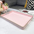 15.7"*10.2" Pink Coffee Table Tray, Decorative Serving Tray with Handles, Plastic Rectangular Tray for Ottoman