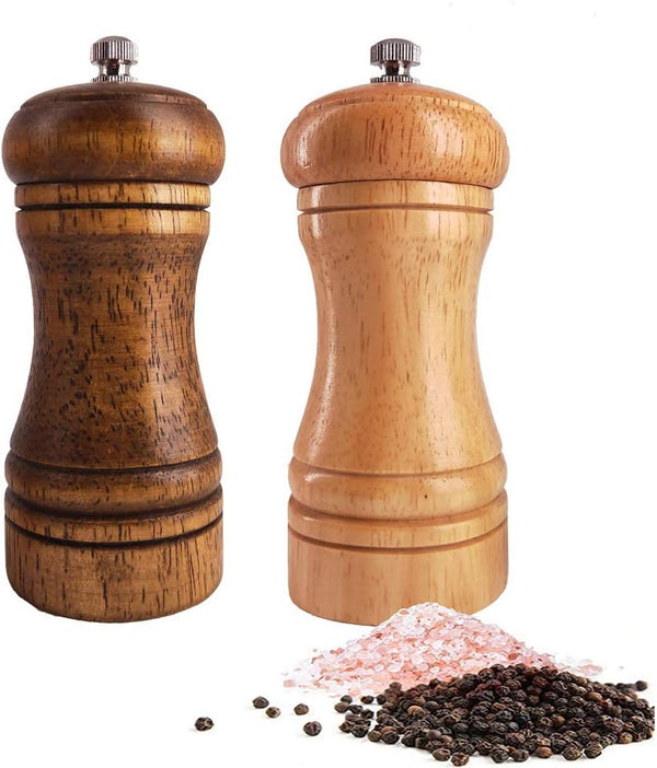 ouktor Salt and Pepper Grinders Set, Manual Wooden Salt and Pepper Mills Shakers,