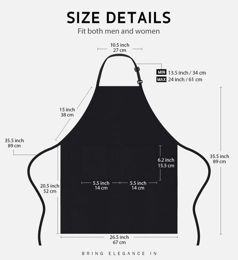 Syntus 4 Pack Chef Apron, Adjustable Bib Apron Waterdrop Resistant Professional Cooking Aprons for Men Women with 2 Pockets, Black