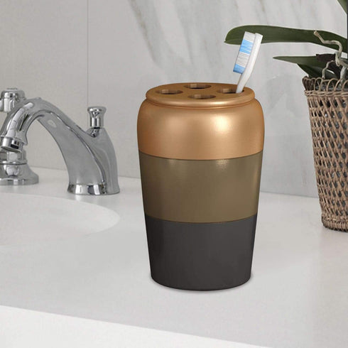 nu steel CA322-4 Horizon Collection Toothbrush Holder Organizer Stand for Bathroom Vanity, Countertops Metal with Three Finish, Copper 3 Tone by nu steel