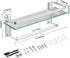 VOLPONE Glass Shelf with Towel Bar 15.7in, Silver Bathroom Wall Mount Organizer, Rustproof 1 Tier